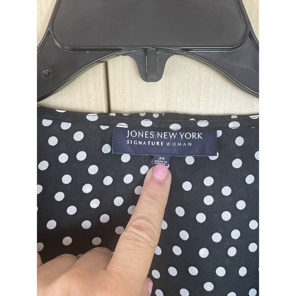 Jones New York Black Polka-Dot Blouse Sz 3X Ruffles Party Career Boho Top - Picture 3 of 5